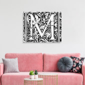 Letter M Middeleeuws Monogram Art Nouveau Canvas Afdruk (Insitu (Woonkamer))