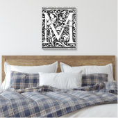 Letter M Middeleeuws Monogram Art Nouveau Canvas Afdruk (Insitu (Slaapkamer))