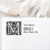 Letter M Middeleeuws Monogram Art Nouveau Etiket (Insitu)