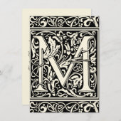Letter M Middeleeuws Monogram Art Nouveau Kaart (Voorkant / Achterkant)