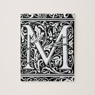 Letter M Middeleeuws Monogram Art Nouveau Legpuzzel
