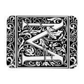 Letter M Middeleeuws Monogram Art Nouveau Magneet (Horizontaal)