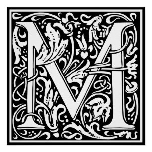 Letter M Middeleeuws Monogram Art Nouveau Perfect Poster