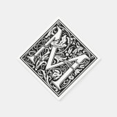 Letter M Middeleeuws Monogram Art Nouveau Servetten (Hoek)