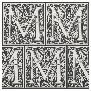 Letter M Middeleeuws Monogram Art Nouveau Stof