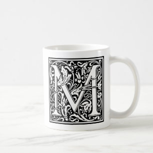 Letter M Middeleeuwse Monogram Art Nouveau Koffiemok