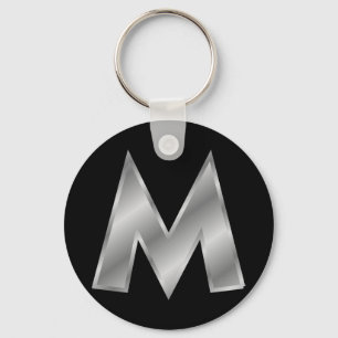 Letter M Monogram 2,25-inch Basic Button Sleutelha Sleutelhanger