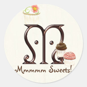 Letter M Monogram Cupcake Logo Zakelijke Stickers