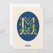 Letter M Monogram Fleur de lis Kaart (Voorkant / Achterkant)
