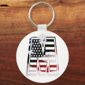 Letter M Monogram Initiaal USA Sleutelhanger (Voorkant)