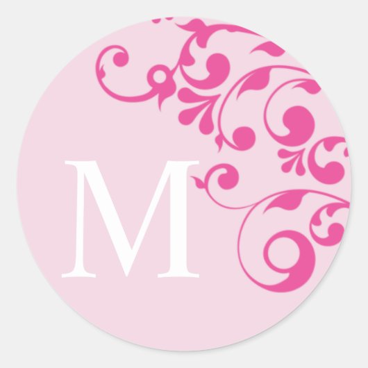 Letter M Monogram roze bruiloft Envelope zegels (Voorkant)
