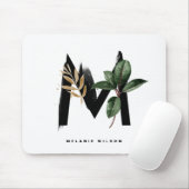 Letter M Monogram Tropical Leaves Personalized Muismat (Met muis)