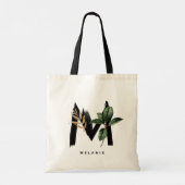 Letter M Monogram | Tropische Bladeren Bruidsmeisj Tote Bag (Achterkant)