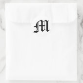 Letter M Oude Engelse tekst op witte achtergrond Ronde Sticker (Tas)