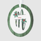 *~* Letter M Rustic Kerstmis FOTO Wood AP44 Ornament (voorkant)