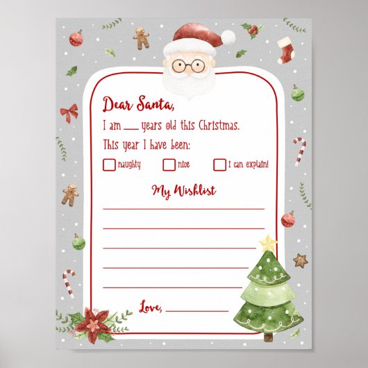 Letter met kerstkeukenlijst poster (Voorkant)