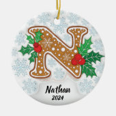 Letter N Aangepaste naam monogram Keramisch Ornament (Voorkant)