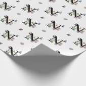 Letter N Bloemrijke Waterverf Vlinder Monogram   Cadeaupapier (Hoek)