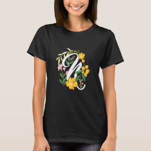Letter N Capital Alphabet Flowers Monogram Initiaa T-shirt