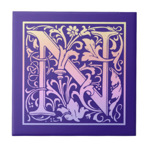 Letter N Colorful First Letter Gradient Tegeltje