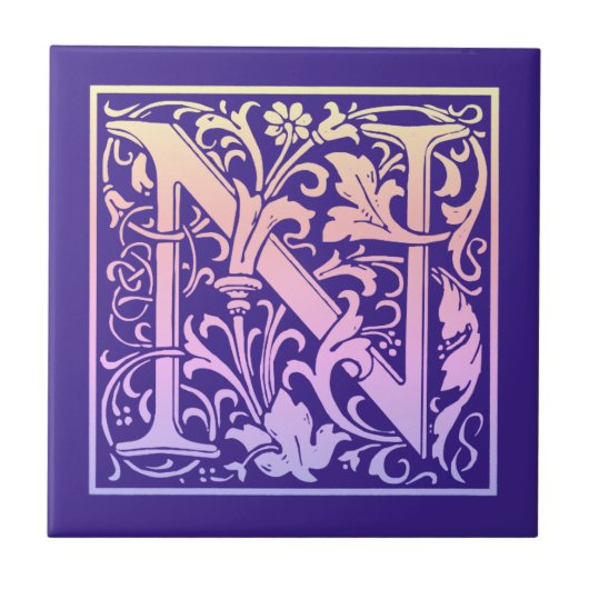 Letter N Colorful First Letter Gradient Tegeltje (Voorkant)