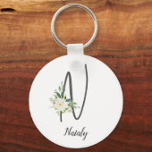 Letter N en floral personalized Sleutelhanger (Voorkant)