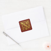 Letter N First Letter Faux Gold Red Vierkante Sticker (Envelop)