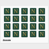 Letter N Gold Square Sticker (Vel)