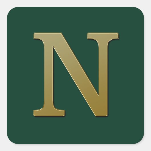 Letter N Gold Square Sticker (Voorkant)