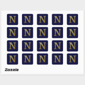Letter N Gold Square Sticker (Vel)