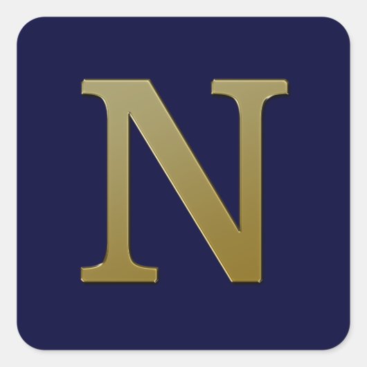 Letter N Gold Square Sticker (Voorkant)