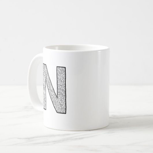 Letter N Initial Coffee Mug – Minimal Modern Style (Devant gauche)