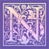 Letter N Kleurrijk Vintage Eerste Letter Gradiënt Sticker (Voorkant)