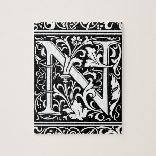 Letter N Middeleeuwse Monogram Art Nouveau Legpuzzel