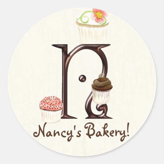Letter N Monogram Cupcake Logo Zakelijke Stickers (Voorkant)