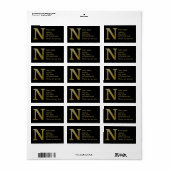 Letter N Monogram Gold Address Label (Full Sheet)