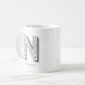 Letter N monogram Moderne naam Koffiemok (Voorkant links)