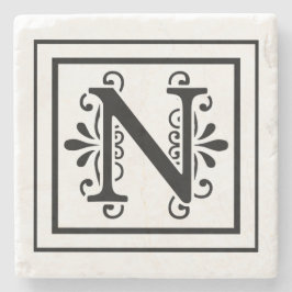 Letter N Monogram Stone Onderzetters
