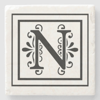 Letter N Monogram Stone Onderzetters