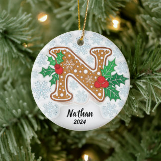 Letter N op maat gemaakte naammonogram Keramisch Ornament