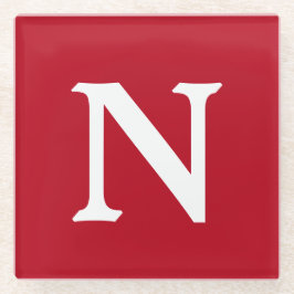 Letter N op rood Glazen Onderzetter