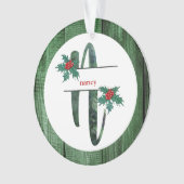*~* Letter N Rustic Kerstfeestjes AP44 Ornament (voorkant)