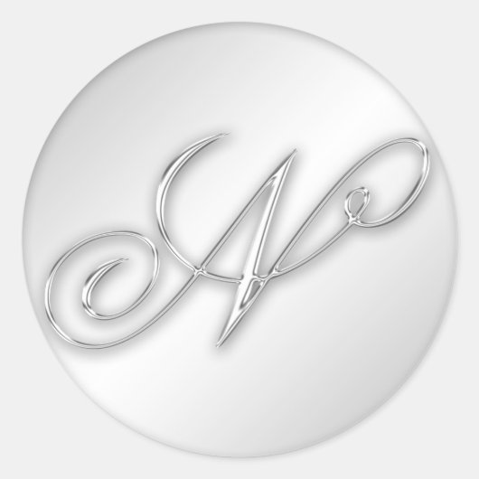 Letter N script initiaal faux zilver monogram guns Ronde Sticker (Voorkant)