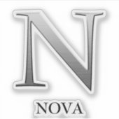 Letter N Two-Tone Silver Grey en Name Sticker (Voorkant)