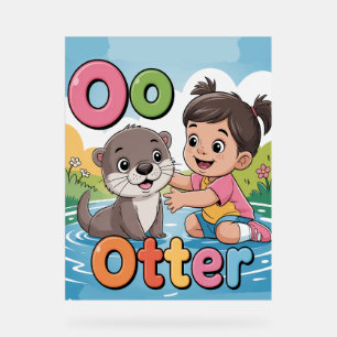 Letter O Alfabet Poster – O is voor Otter Schattig
