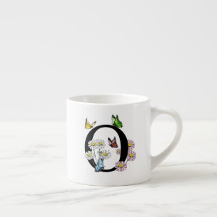 Letter O Bloem Vlinder Monogram Initiaal Espresso Kop