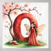 Letter O Cherry Blossom Fairy Art Poster Alphabet (Devant)
