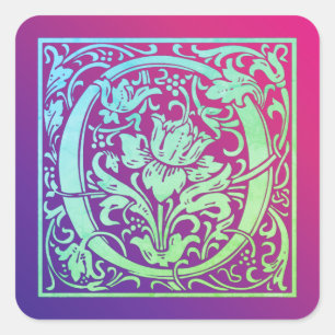 Letter O Colorful  First Letter-gradiënt Vierkante Sticker