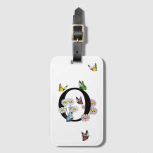 Letter O Floral Butterfly Monogram Initiaal Bagagelabel