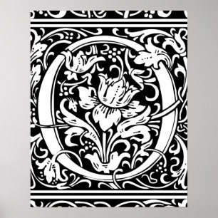 Letter O Medieval Monogram Initialv Poster